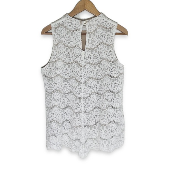 Rose & Olive Off-White Floral Lace Sleeveless Blouse - Size L Cream - Picture 6 of 6